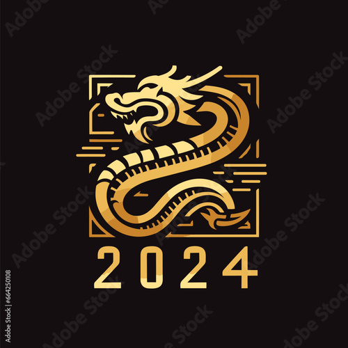 Chinese dragon symbol illustration Combining the numbers 2024 for the New Year festival 2024 - Vector