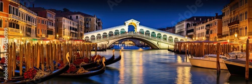 Venice at Night - Gondolas and Bridges