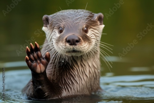 Otter in the water. © AbdulHamid