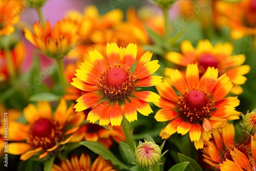 Gaillardia or Blanket Flower. Bright and Colorful Shades of Warm Tones.