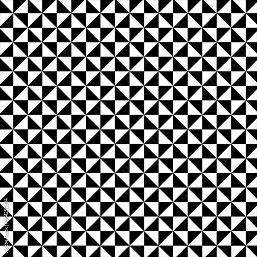Seamless geometric triangle pattern, black and white background illustration.