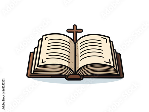 Doodle Holy book, cartoon sticker, sketch, vector, Illustration, minimalistic