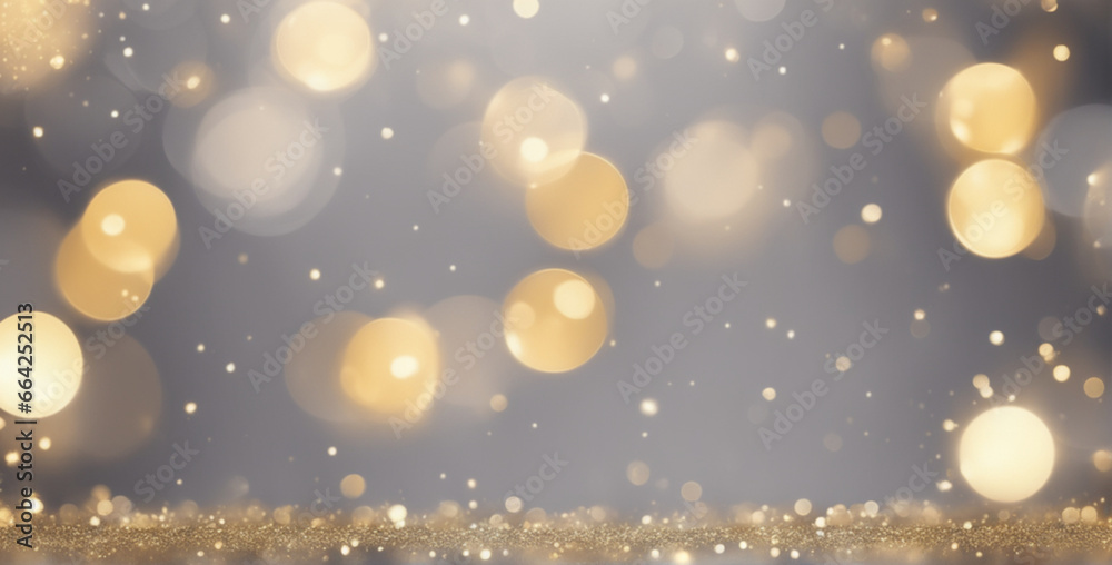Christmas lights background. Grey bokeh wallpaper. 