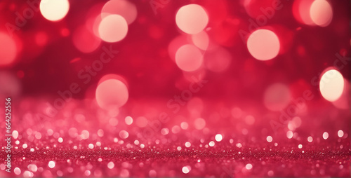 Christmas lights background. Red bokeh wallpaper. 