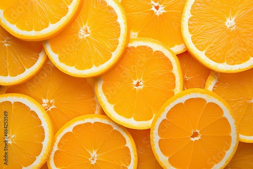 Orange fruit slices citrus arrangement full frame background. photo