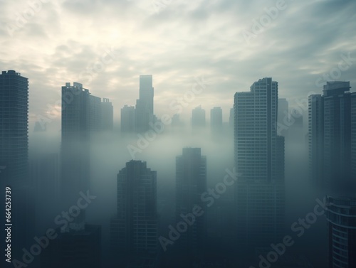 Photography of a city covered in mist and pollution © HolineCavey