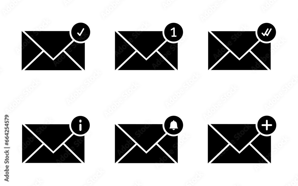 Email icon set. mail, inbox, electronic mail, envelope, letter, e-mail ...
