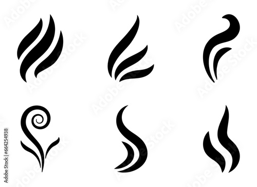 Steam icon set. smell, smoke, vapour, aroma, odour, heat, hot, water, stream, tea, hot drink, cigarette, icons. Black solid icon collection. Vector illustration