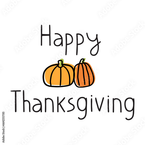 Two pumpkins. Happy Thanksgiving. Vector illustration on white background.