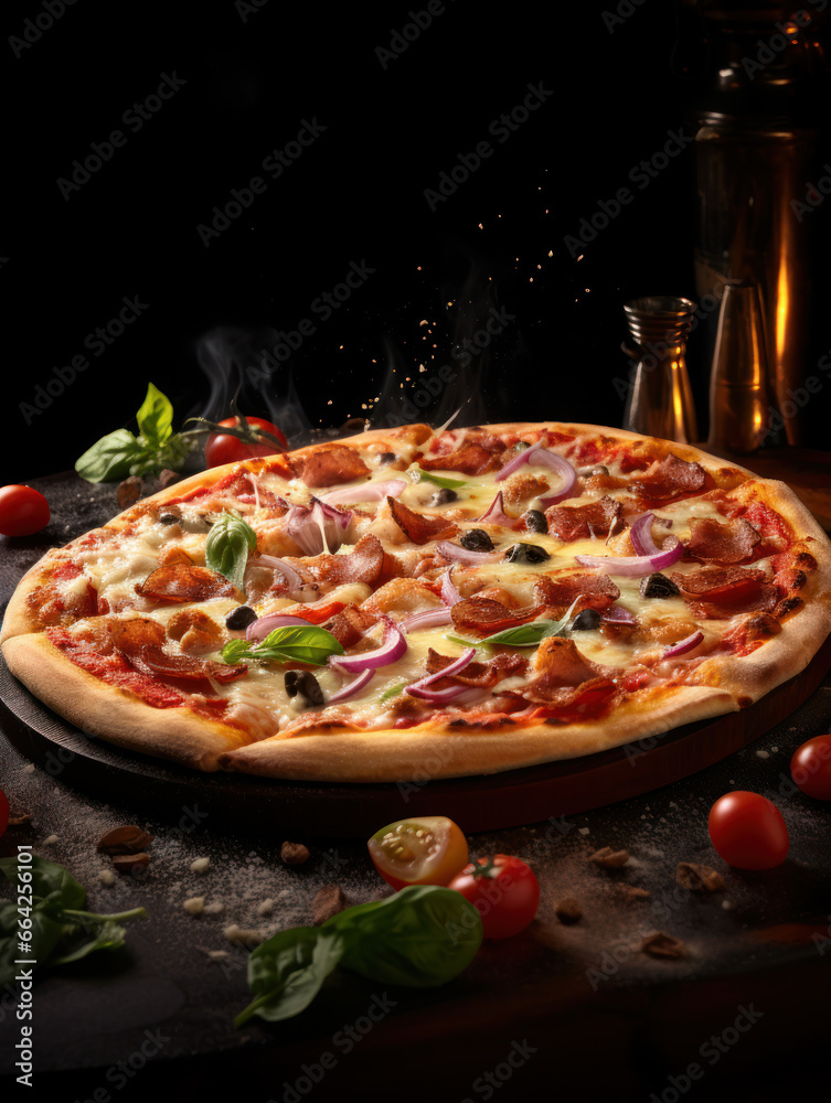 Pizza Studio Shot Isolated on Clear Background, Food Photography, Generative AI