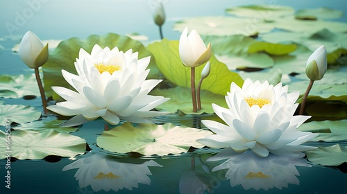 White Lotus Flower in water.