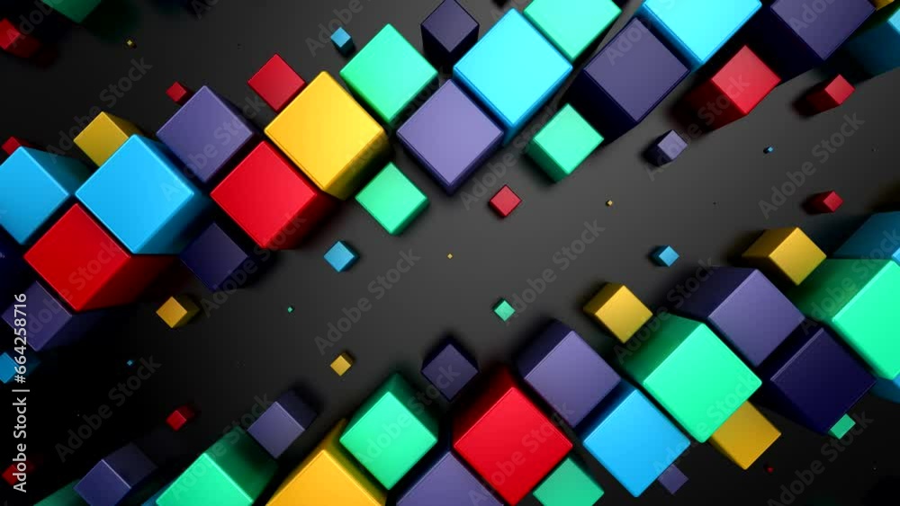 Background of Animated Cubes. Abstract motion, loop, 3d rendering, 4k resolution
