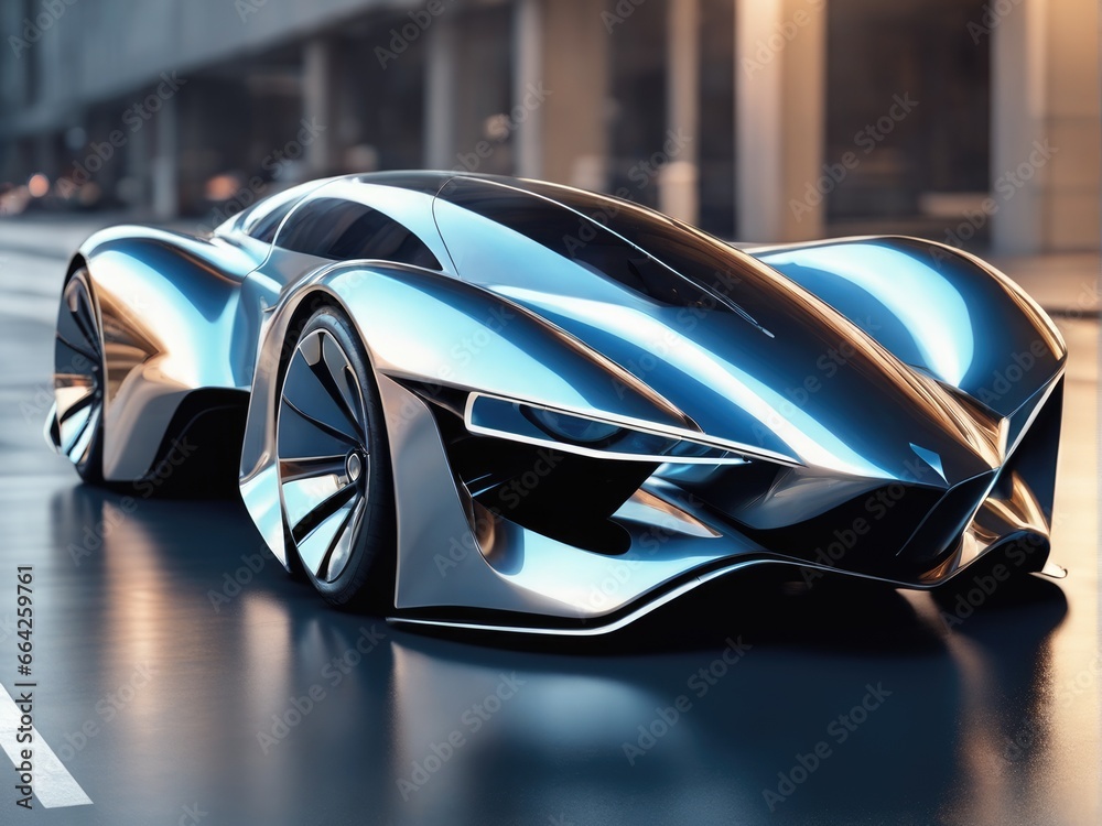 Electric luxury concept car with futuristic supersonic aerodynamic design