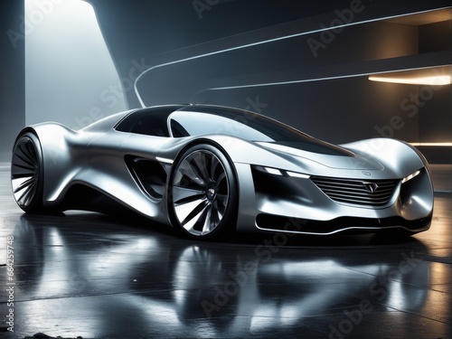 Electric luxury concept car with futuristic supersonic aerodynamic design © magr80