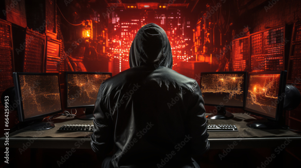 Hacker: Image of a hacker, in a vulnerable place. Hacker: Image of a hacker, in a vulnerable place.