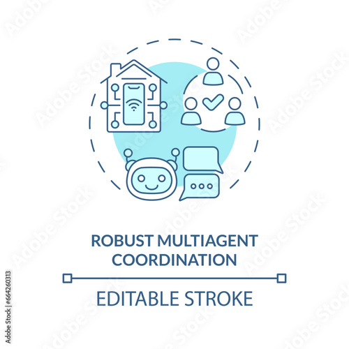 2D editable thin line icon robust multiagent coordination concept, isolated vector, blue illustration representing arena. photo