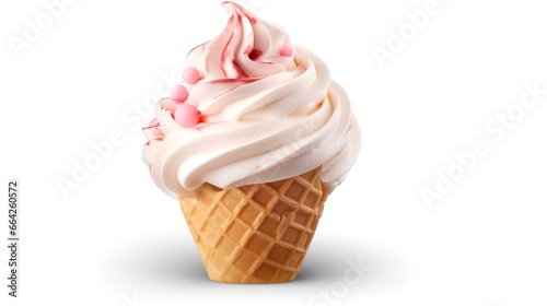 Soft serve yogurt Ice cream swirl on a waffle cone