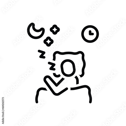 Black line icon for sleeping 