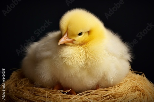 A calm and relaxed baby chick. Generative AI © Meliora