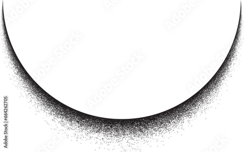 Sprayed smile line .Graffiti art design . Half circle shade. Noise dispersion logo . Spray effect .Grunge, grainy, gritty texture . Distressed element .vector . Circle shadow effect
