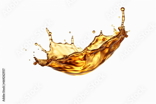 Unusual splashes of oil, drops of oil in flight, macro, for collage, background.