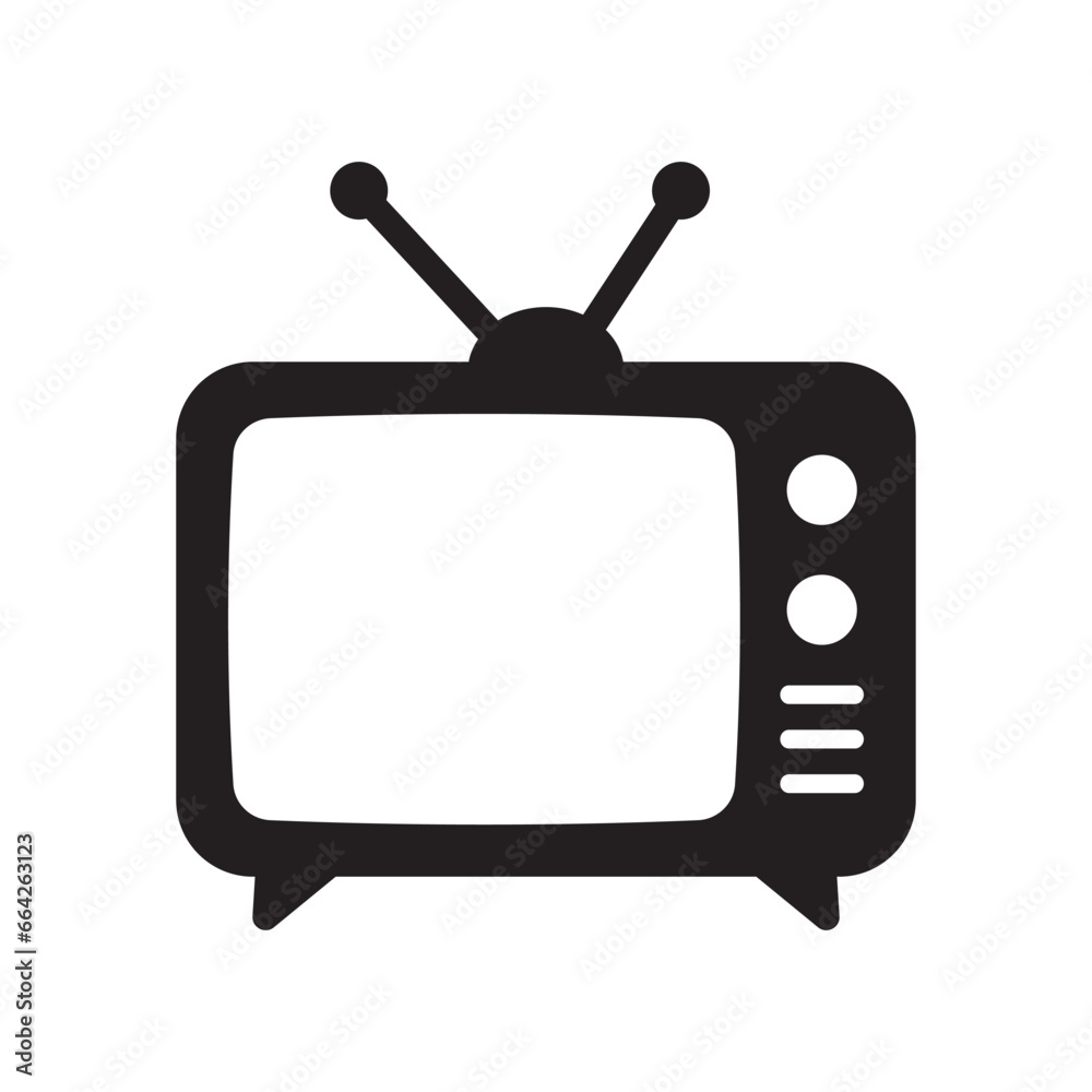 Retro TV icon in flat style, black and white retro TV icon, Vector illustration of Retro TV icon for you design. Retro TV icon in flat style, black and white retro TV icon, Vector illustration of Retro TV icon for you design.
