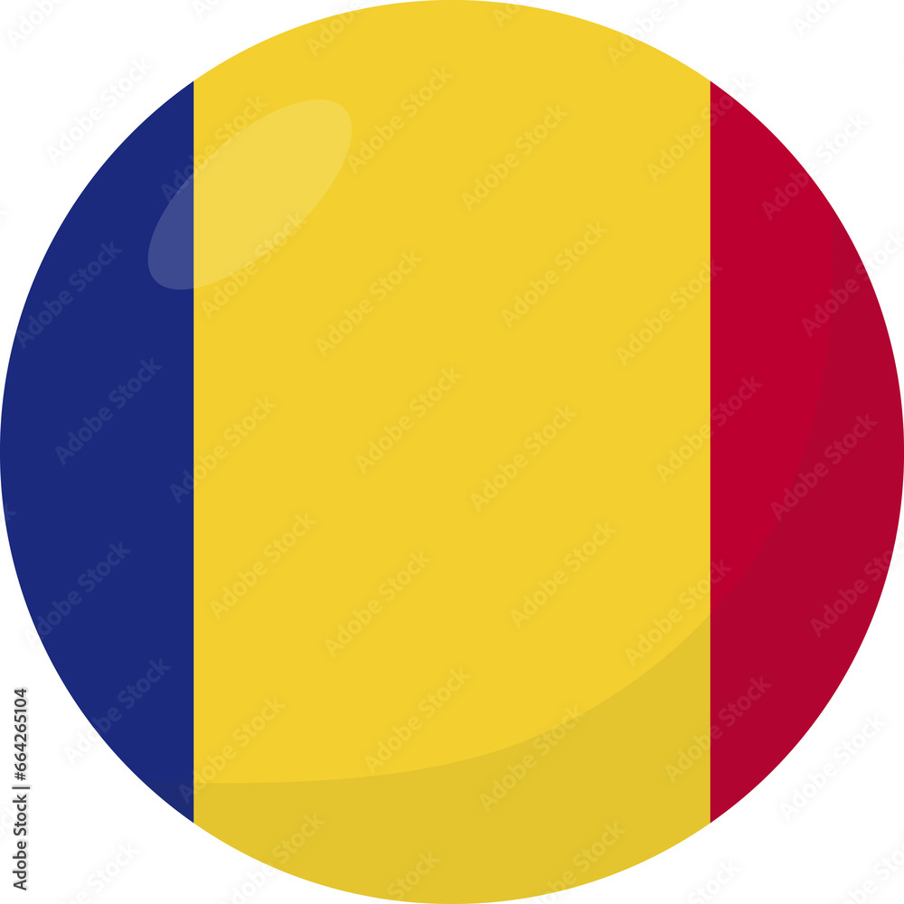 Fototapeta premium Chad flag circle 3D cartoon style.