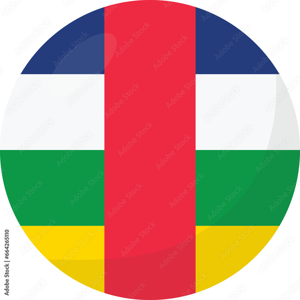 Central African flag circle 3D cartoon style.