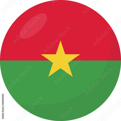 Burkina Faso flag circle 3D cartoon style.