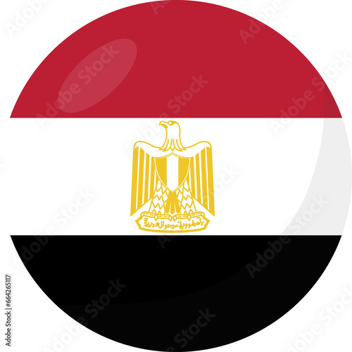Egypt flag circle 3D cartoon style.