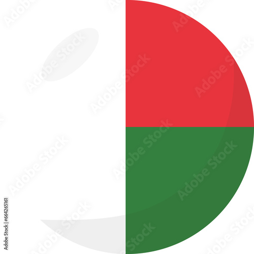 Madagascar flag circle 3D cartoon style.