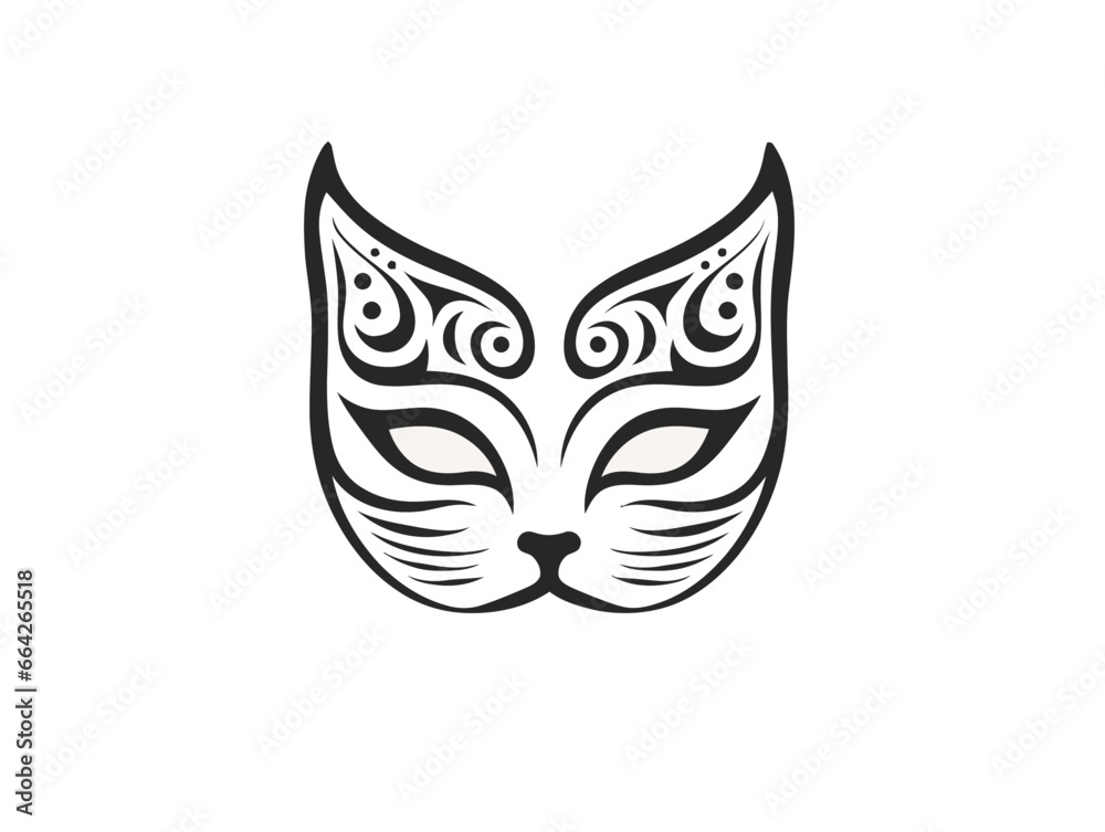 Doodle Cat Mask, cartoon sticker, sketch, vector, Illustration, minimalistic Doodle Cat Mask, cartoon sticker, sketch, vector, Illustration, minimalistic