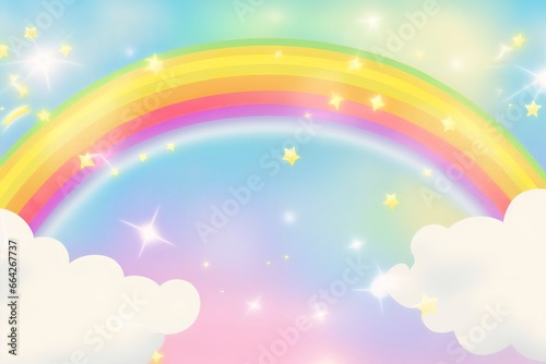 Fantasy sky rainbow. Fairy skies rainbows colors, magic landscape and dream sky. © AbulKalam