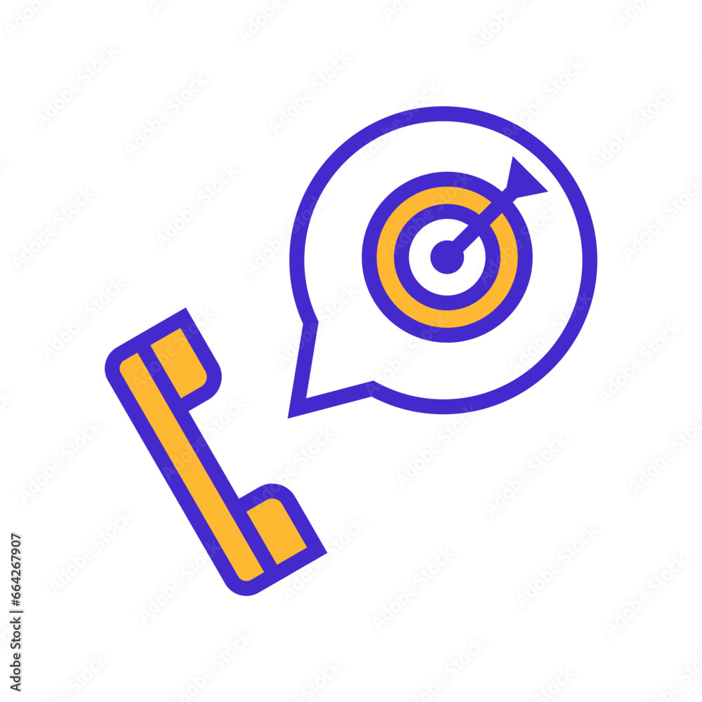 Icon Phone Chat Targeting, single icon, Flat line color filled and Colorfull icon Icon Phone Chat Targeting, single icon, Flat line color filled and Colorfull icon