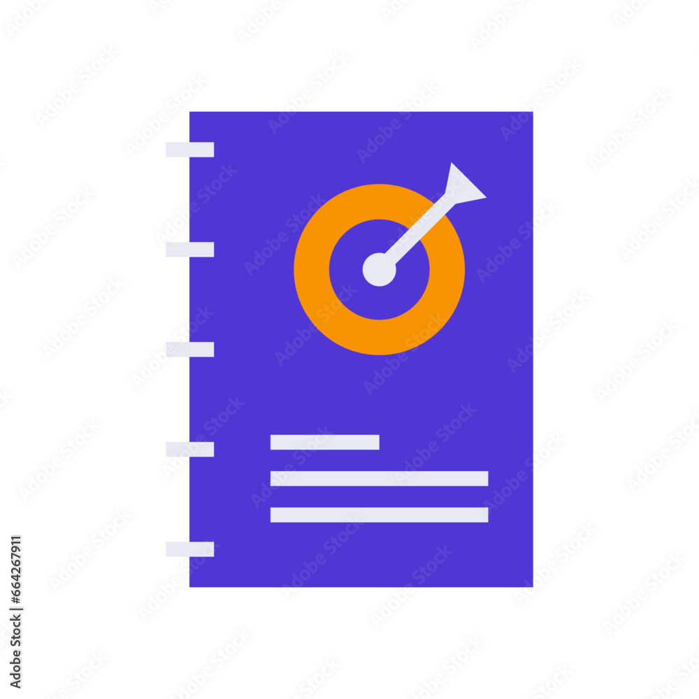 Icon Book and Targeting, single icon, Flat line color filled and Colorfull icon Icon Book and Targeting, single icon, Flat line color filled and Colorfull icon