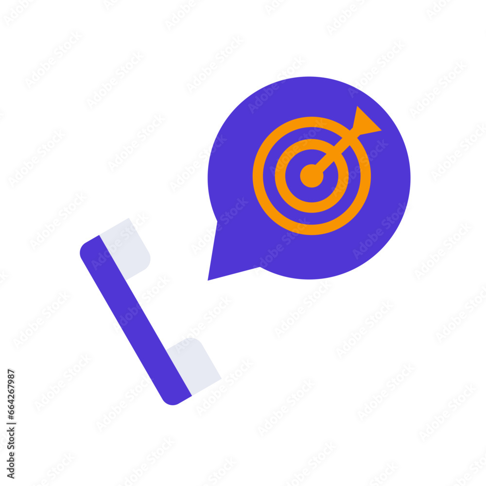 Icon Phone Chat Targeting, single icon, Flat line color filled and Colorfull icon Icon Phone Chat Targeting, single icon, Flat line color filled and Colorfull icon
