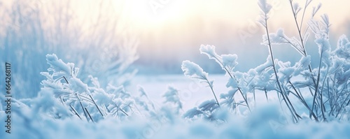 Frozen snowy grass, winter natural abstract background. beautiful winter landscape. © AbulKalam