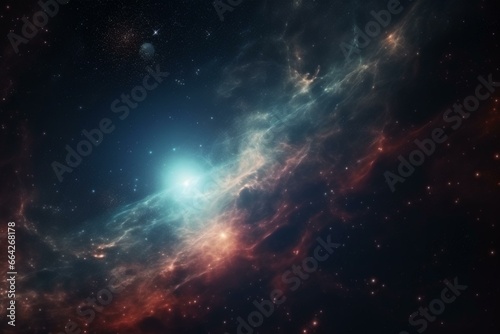 Enigmatic cosmic scene with nebula and stars in deep space. Generative AI