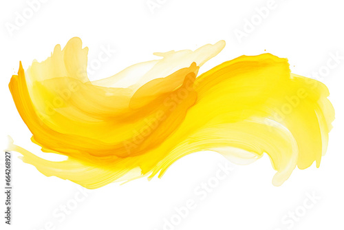 Yellow Watercolor brushstroke on transparent background.
