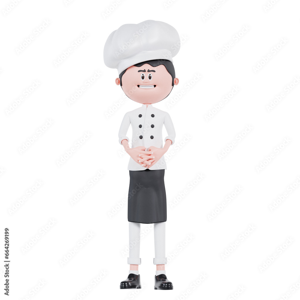 3d cartoon chef is standing 3d cartoon chef is standing