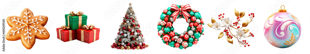 3d cartoon Christmas icon pack, Christmas and New Year isolated clipart