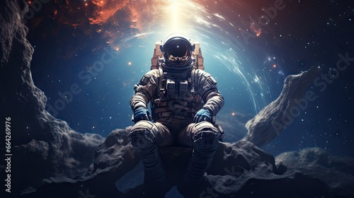 Astronaut seated in space © vxnaghiyev