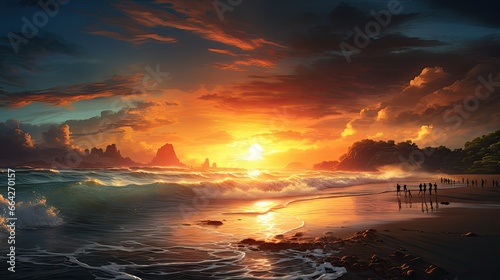 Breathtaking beach sunset w...