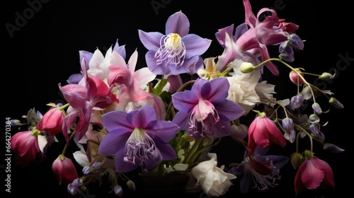 Aquilegia flowers with dark background Wallpaper with aquilegia