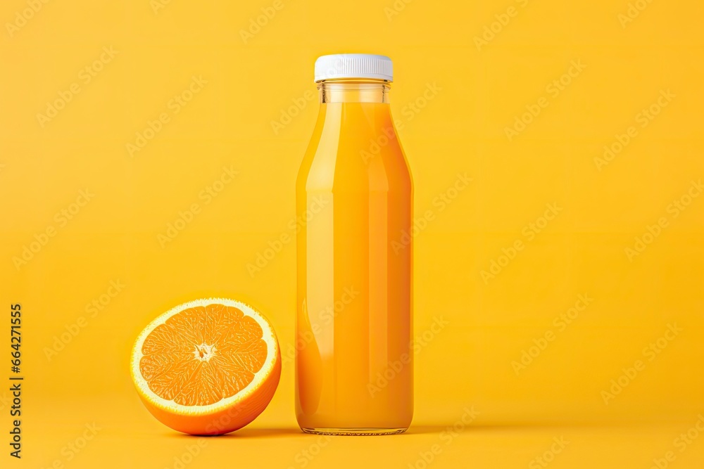 Orange Juice bottle on orange background. Orange Juice bottle on orange background.