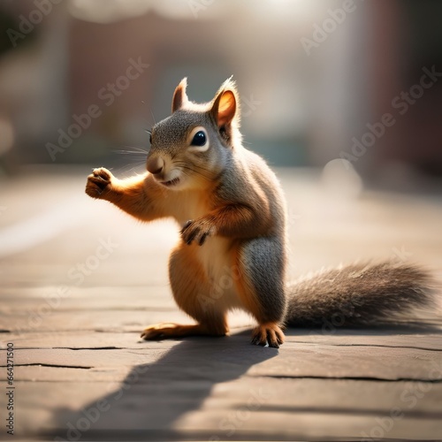 A breakdancing squirrel in hip-hop attire, busting impressive moves on cardboard2