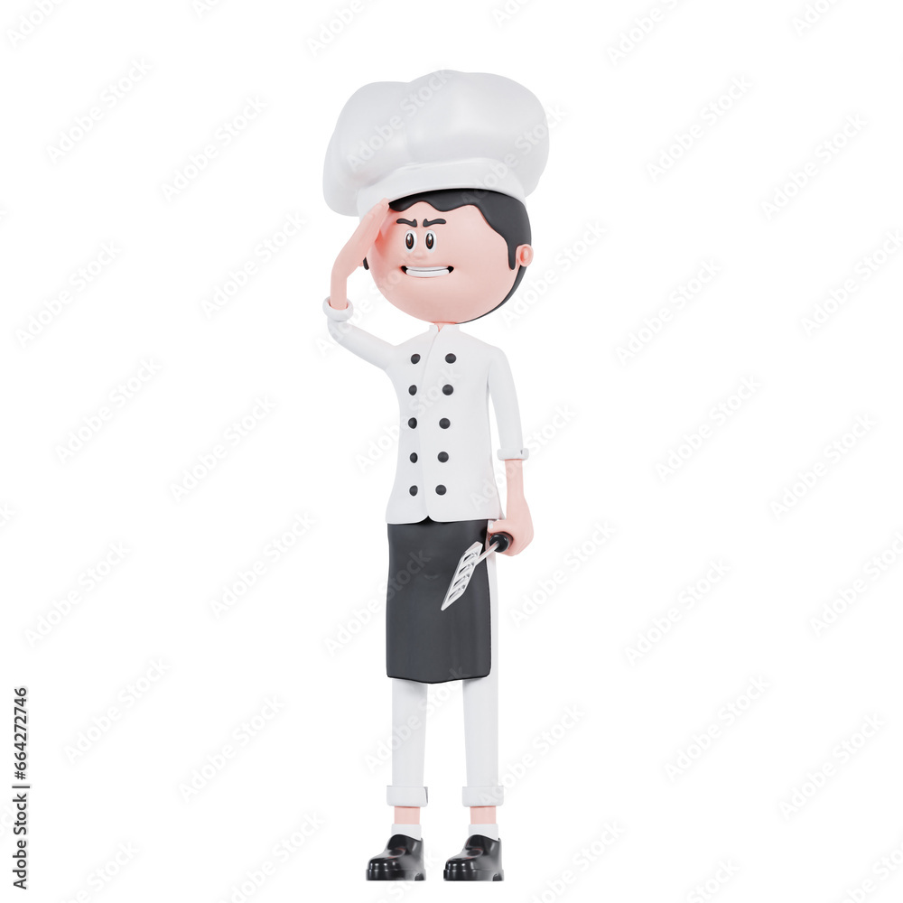 3d cartoon chef respectfully pose