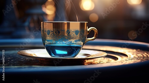 Blurred treatment of an Islamic teacup close up