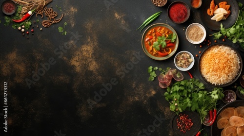 Asian meals on rustic backg...