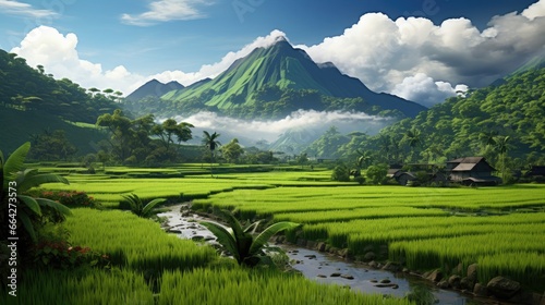 Beautiful mountains and ric...